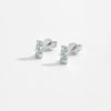 Wholesale Women's S925 Sterling Silver Square Blue Zircon Earrings Electroplated Platinum 18K Gold Geometric Style
