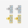 Wholesale Women's S925 Sterling Silver Square Blue Zircon Earrings Electroplated Platinum 18K Gold Geometric Style