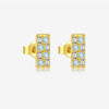 Wholesale Women's S925 Sterling Silver Square Blue Zircon Earrings Electroplated Platinum 18K Gold Geometric Style