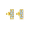 Wholesale Women's S925 Sterling Silver Square Blue Zircon Earrings Electroplated Platinum 18K Gold Geometric Style