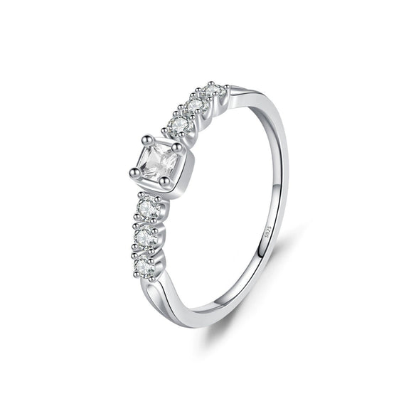 Wholesale Women's S925 Sterling Silver Square Crowninspired Ring With Inlaid Zircon