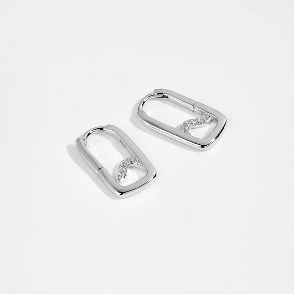 Wholesale Women's S925 Sterling Silver Square Electroplated Platinum And 18K Gold Zircon Earrings Light Luxury Elegant Style