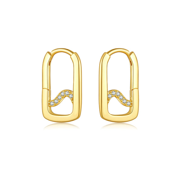 Wholesale Women's S925 Sterling Silver Square Electroplated Platinum And 18K Gold Zircon Earrings Light Luxury Elegant Style