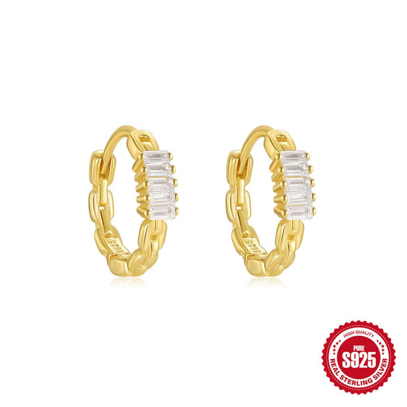 Wholesale Women's S925 Sterling Silver Square Geometric Drop Chain Earrings With Electroplating