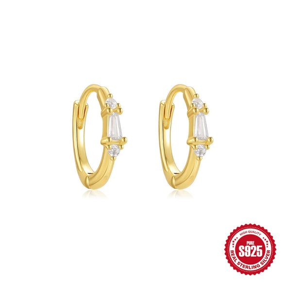 Wholesale Women's S925 Sterling Silver Square Geometric Drop Chain Earrings With Electroplating