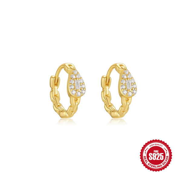 Wholesale Women's S925 Sterling Silver Square Geometric Drop Chain Earrings With Electroplating