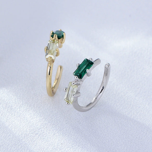 Wholesale Women's S925 Sterling Silver Square Geometric Zircon Non Piercing Ear Clips