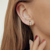 Wholesale Women's S925 Sterling Silver Square Micropaved Zircon Earrings Electroplated Geometric Design