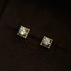 Wholesale Women's S925 Sterling Silver Square Retro Goldplated Geometric Earrings With Zirconia