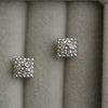 Wholesale Women's S925 Sterling Silver Square Retro Goldplated Geometric Earrings With Zirconia