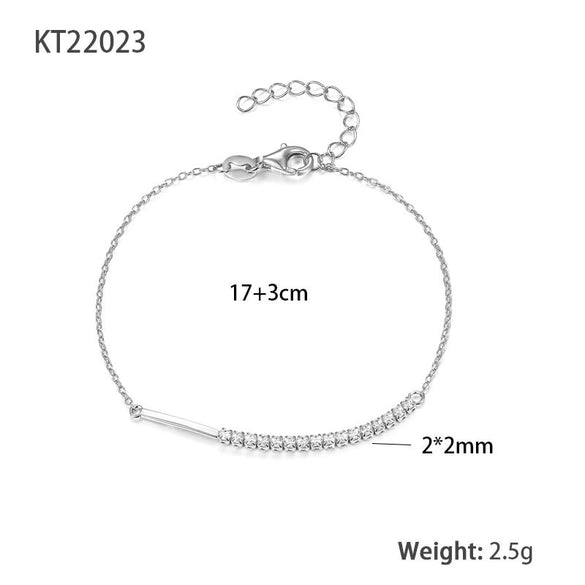 Wholesale Women's S925 Sterling Silver Square Zircon Geometric Bracelet Jewelry