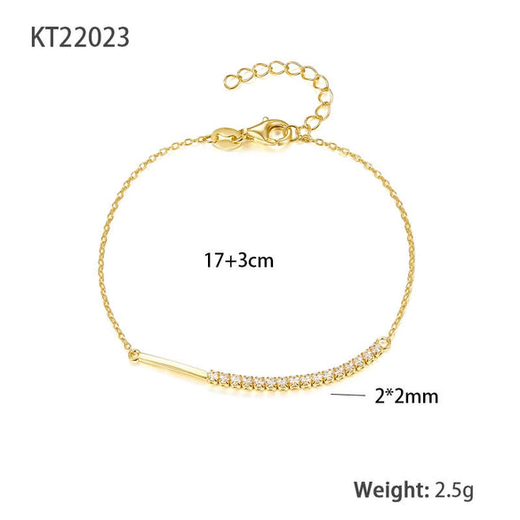 Wholesale Women's S925 Sterling Silver Square Zircon Geometric Bracelet Jewelry