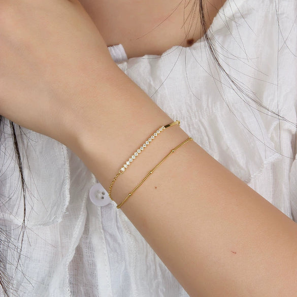 Wholesale Women's S925 Sterling Silver Square Zircon Geometric Bracelet Jewelry