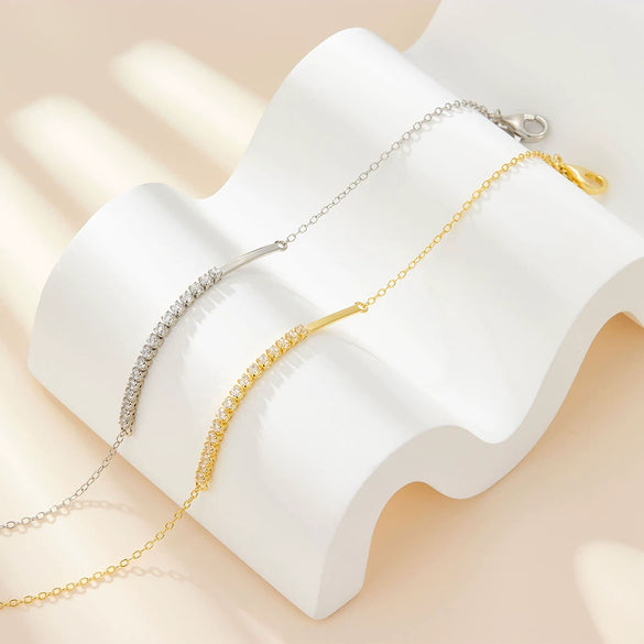 Wholesale Women's S925 Sterling Silver Square Zircon Geometric Bracelet Jewelry