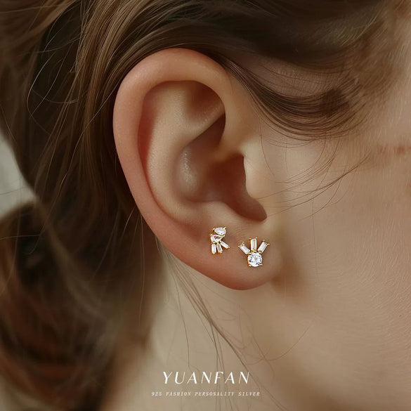 Wholesale Women's S925 Sterling Silver Square Zircon Geometric Earrings