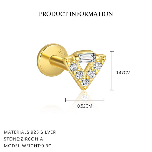 Wholesale Women's S925 Sterling Silver Square Zircon Geometric Earrings