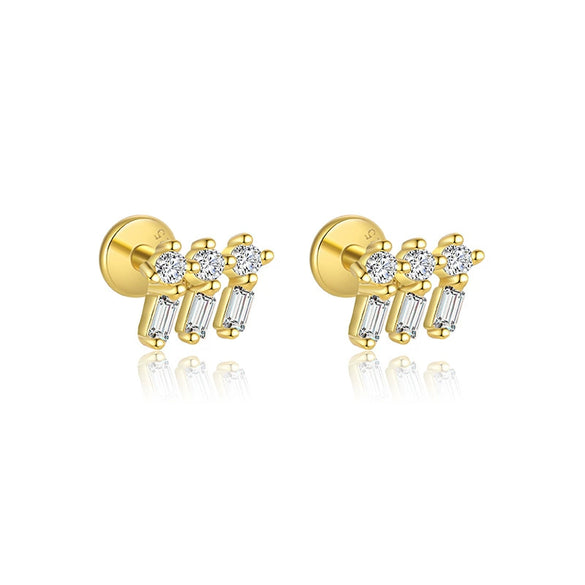 Wholesale Women's S925 Sterling Silver Square Zircon Geometric Earrings
