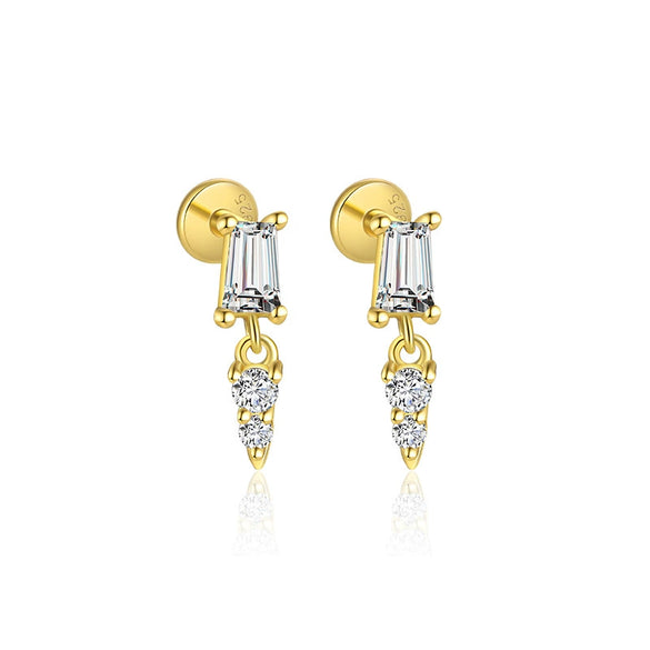 Wholesale Women's S925 Sterling Silver Square Zircon Geometric Earrings