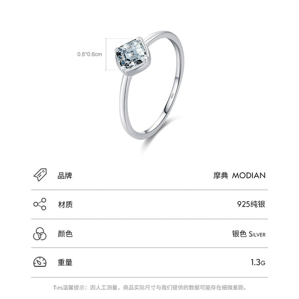 Wholesale Women's S925 Sterling Silver Square Zircon Inlaid Ring With Geometric Style And Highend Sense