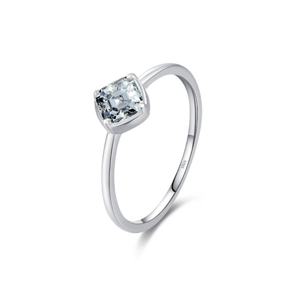 Wholesale Women's S925 Sterling Silver Square Zircon Inlaid Ring With Geometric Style And Highend Sense
