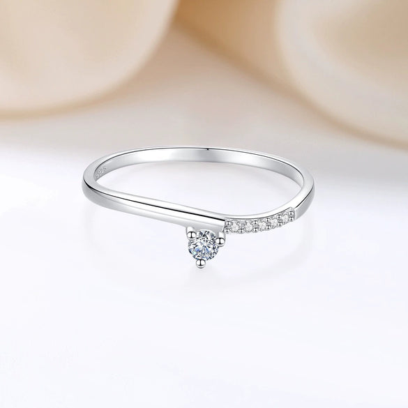 Wholesale Women's S925 Sterling Silver Stacked Plain Circle Line Simple Geometric Electroplated Ring