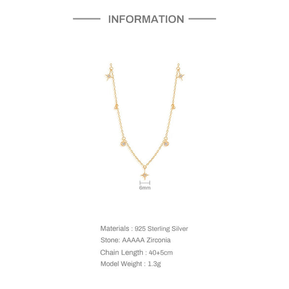 Wholesale Women's S925 Sterling Silver Stacked Star Gold Ball Hanging Pendant Clavicle Necklace With O Chain And Electroplating Design