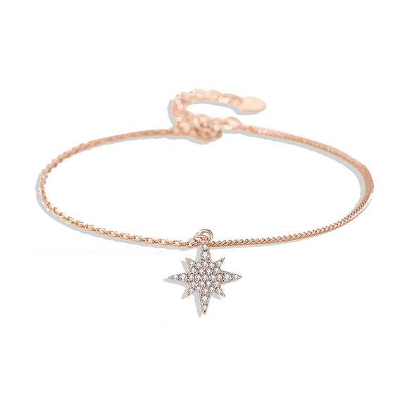 Wholesale Women's S925 Sterling Silver Star Patterned Electroplated Bracelet