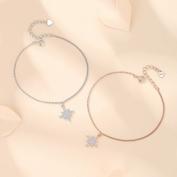 Wholesale Women's S925 Sterling Silver Star Patterned Electroplated Bracelet