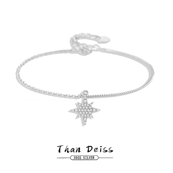Wholesale Women's S925 Sterling Silver Star Patterned Electroplated Bracelet
