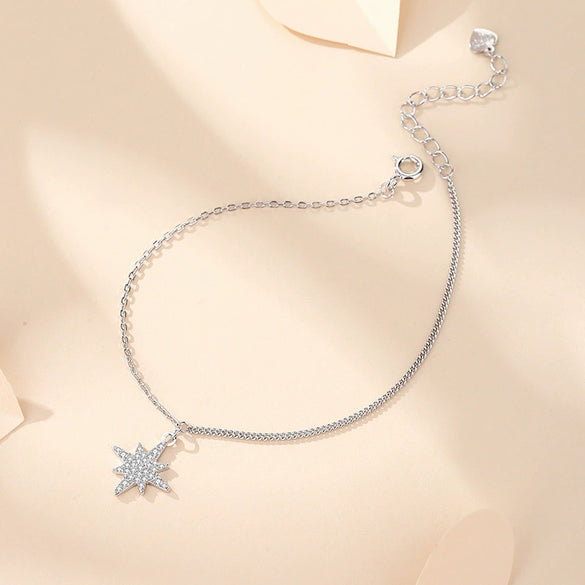 Wholesale Women's S925 Sterling Silver Star Patterned Electroplated Bracelet