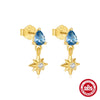 Wholesale Women's S925 Sterling Silver Star Shape Blue Zircon Love Earrings With Electroplating Geometric Style Simple And Minimalist Design