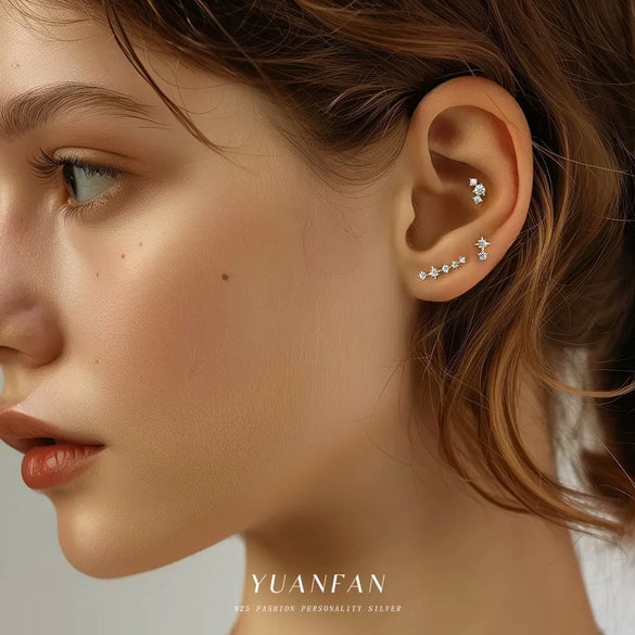 Wholesale Women's S925 Sterling Silver Star Shape Earrings With Zirconia