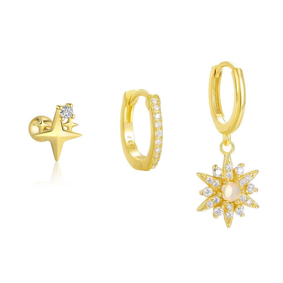 Wholesale Women's S925 Sterling Silver Star Shape Light Luxury Earrings With Zirconia Design