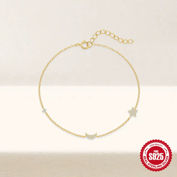 Wholesale Women's S925 Sterling Silver Star Shaped Minimalist Simple Claw Chain Bracelet Electroplated 18K Gold