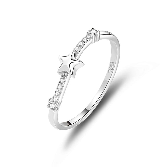 Wholesale Women's S925 Sterling Silver Star Texture Stacked Thin Ring With Electroplating Design