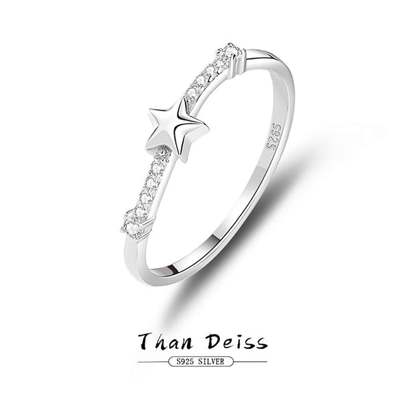 Wholesale Women's S925 Sterling Silver Star Texture Stacked Thin Ring With Electroplating Design