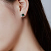 Wholesale Women's S925 Sterling Silver Stud Earrings With Emerald Zircon Inlaid Geometric Design And Electroplating Treatment