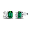 Wholesale Women's S925 Sterling Silver Stud Earrings With Emerald Zircon Inlaid Geometric Design And Electroplating Treatment