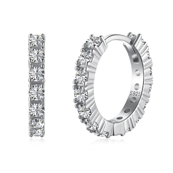 Wholesale Women's S925 Sterling Silver Stud Earrings With Geometric And U Shape Pattern And Diamond Color Zircon Inlaid And Electroplating Design