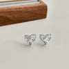 Wholesale Women's S925 Sterling Silver Stud Earrings With Heart Shape Zircon Design And Electroplating