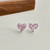 Wholesale Women's S925 Sterling Silver Stud Earrings With Heart Shape Zircon Design And Electroplating