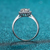 Wholesale Women's S925 Sterling Silver Sunflower Moissanite Ring With Electroplating