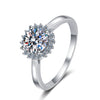 Wholesale Women's S925 Sterling Silver Sunflower Moissanite Ring With Electroplating