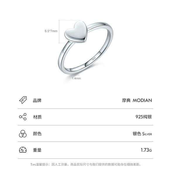 Wholesale Women's S925 Sterling Silver Sweet Heart Love Ring With Electroplating