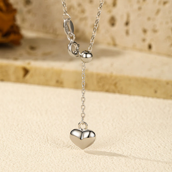 Wholesale Women's S925 Sterling Silver Sweet Heart Pendant Clavicle Chain Yshaped Necklace With Electroplating
