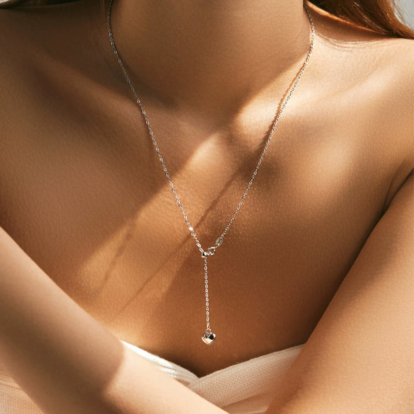 Wholesale Women's S925 Sterling Silver Sweet Heart Pendant Clavicle Chain Yshaped Necklace With Electroplating