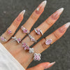 Wholesale Women's S925 Sterling Silver Sweet Love Ring With Heart Shape Butterfly And Four Leaf Clover Design Electroplated