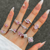 Wholesale Women's S925 Sterling Silver Sweet Love Ring With Heart Shape Butterfly And Four Leaf Clover Design Electroplated