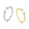 Wholesale Women's S925 Sterling Silver Tail Ring Light Luxury Geometric Micro Inlay Ring