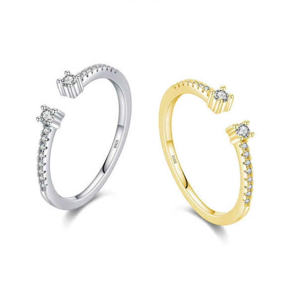 Wholesale Women's S925 Sterling Silver Tail Ring Light Luxury Geometric Micro Inlay Ring